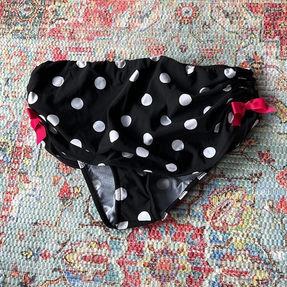VENUS Marilyn Polka Dot Bikini Bottom Black & White Pink Size 12 - Picture 2 of 10